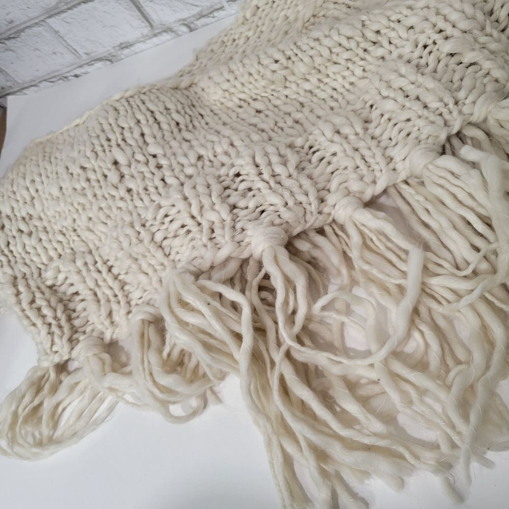 Cute cream fringe infinity scarf